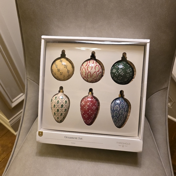 Threshold Patterned Ceramic Christmas Ornaments Set Of 6 Target - Picture 2 of 11